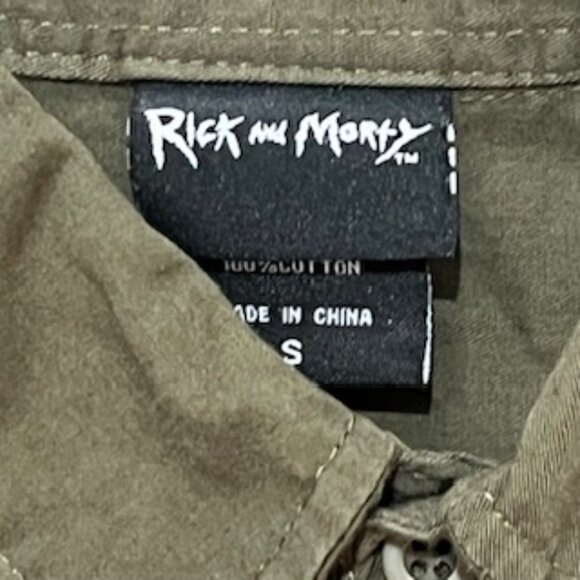Rick & Morty Seal Team Rick’s Button Up Olive Green Shirt Men’s Size Small - Picture 4 of 13